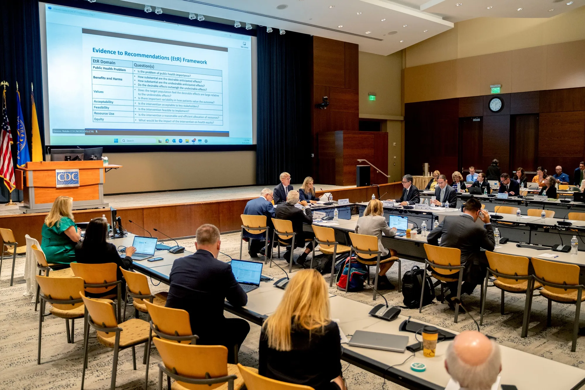 Members of the CDC's Advisory Committee On Immunization Practices meet for the first time at the CDC&nbsp;headquarters in Atlanta, on June 25.
