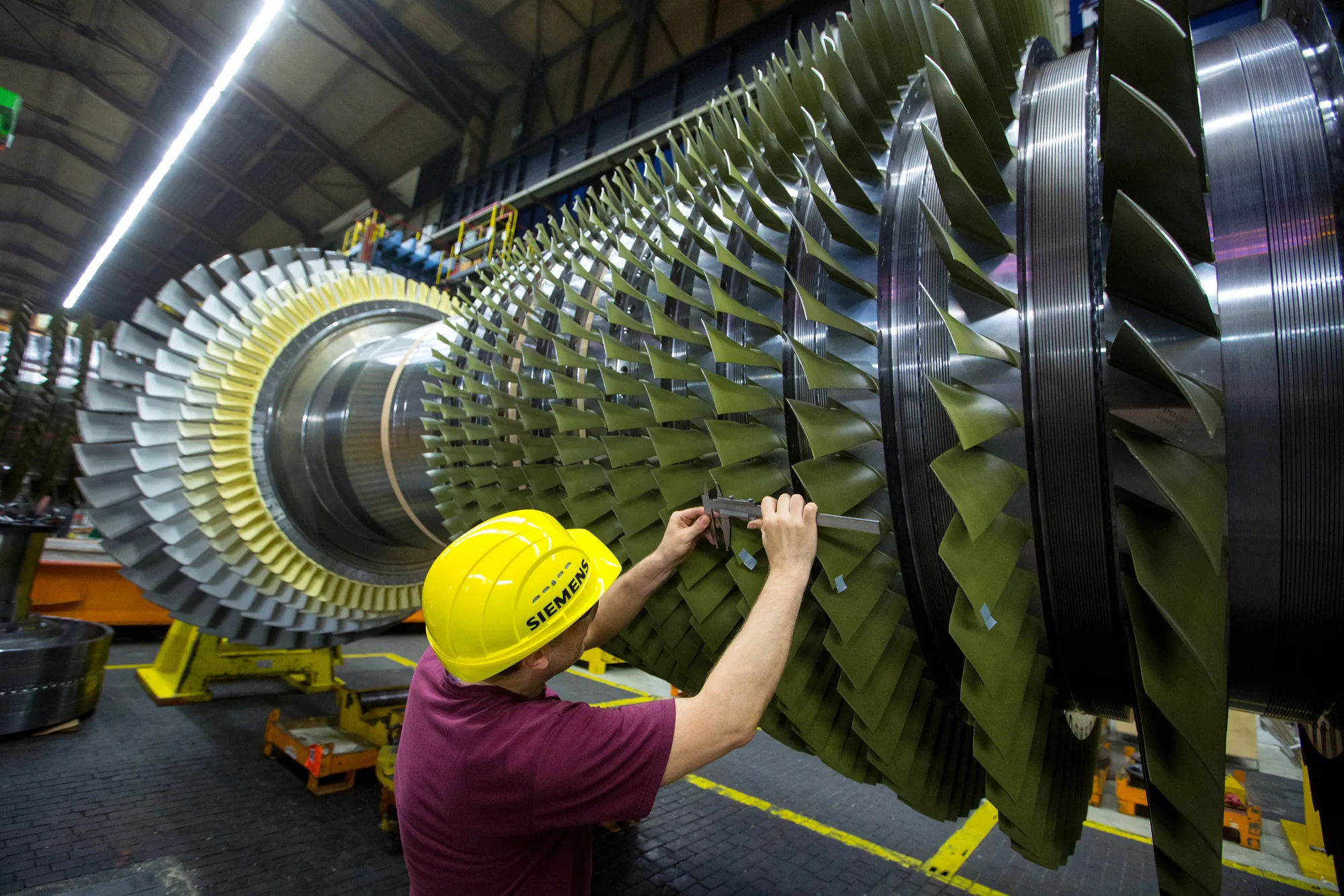 Manufacturing Operations Inside Siemens AG Gas Turbine Factory
