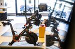Peloton stationary bikes for sale at the company's showroom in Dedham, Massachusetts.