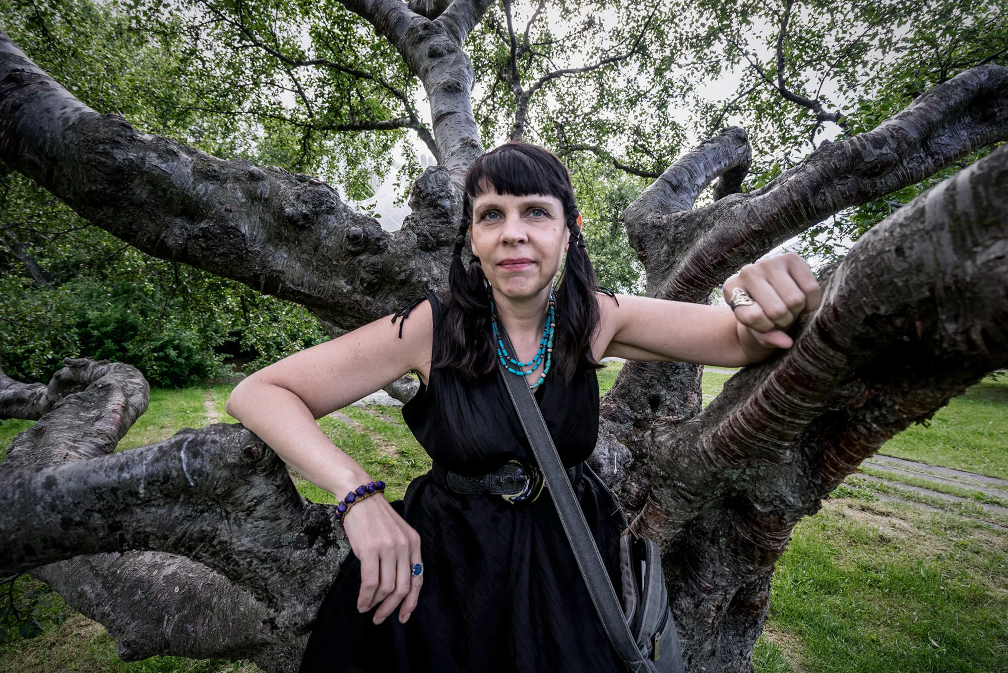 Pirate lawmaker Birgitta Jonsdottir stands for a portrait amongst the smundur Sveinsson Sculpture Museum.

