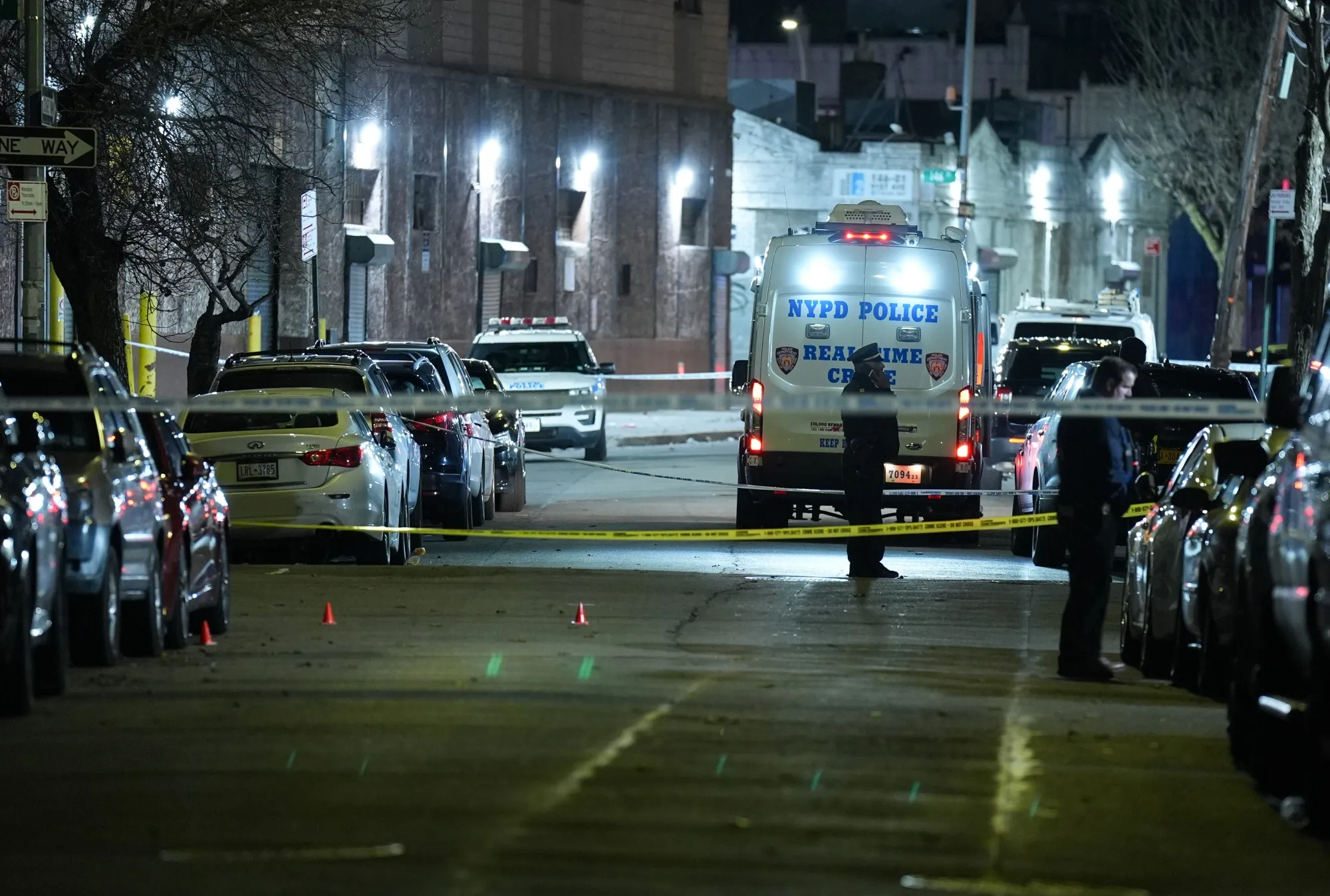 Police officers at the crime scene after a mass shooting at a nightclub in Queens, New York,&nbsp;on Jan. 2.&nbsp;