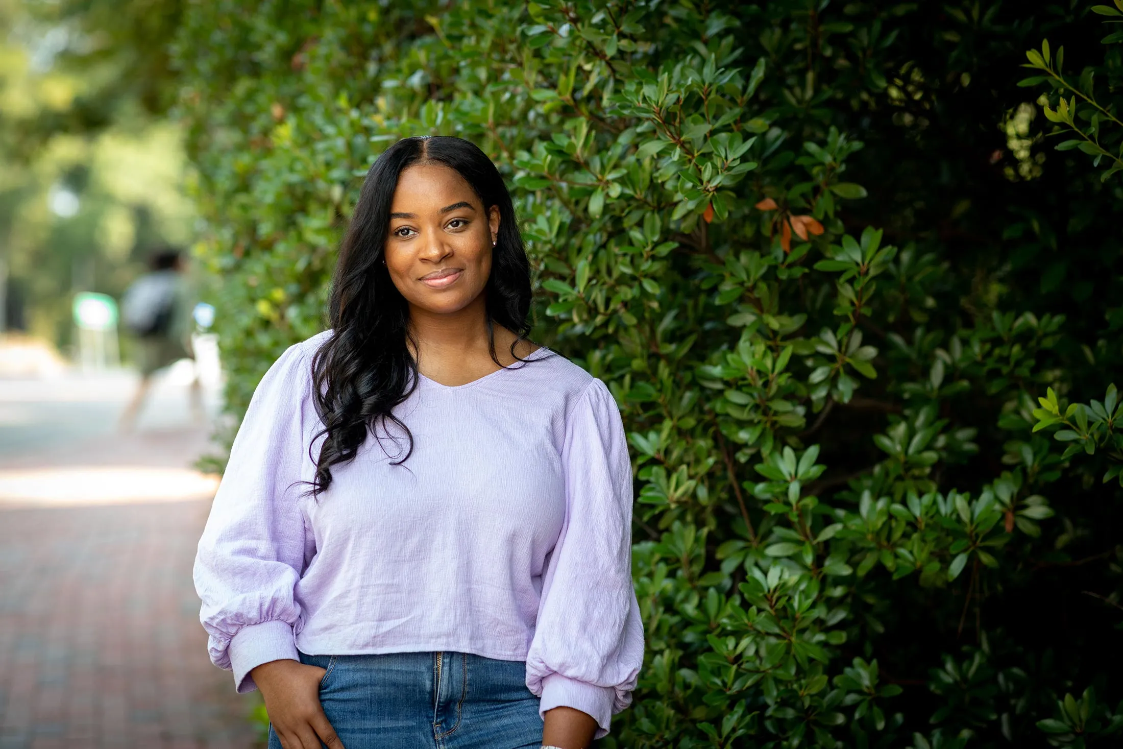 Jaeden Powell, a student in the North Carolina State Jenkins MBA program, on campus.
