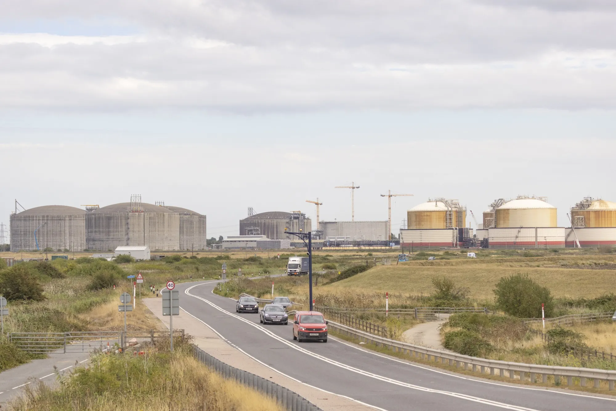 Storage tanks at Grain LNG on the Isle of Grain, UK.