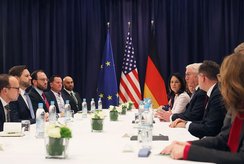 JD Vance participates in a bilateral meeting with German exterior minister Annalena Baerbock and German president Frank-Walter Steinmeier last week.