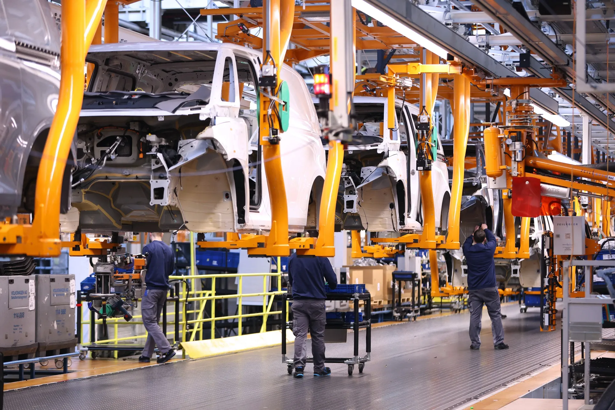 The VW ID. BUZZ electric van assembly line at the Volkswagen AG commercial vehicles plant in Hanover, Germany.&nbsp;