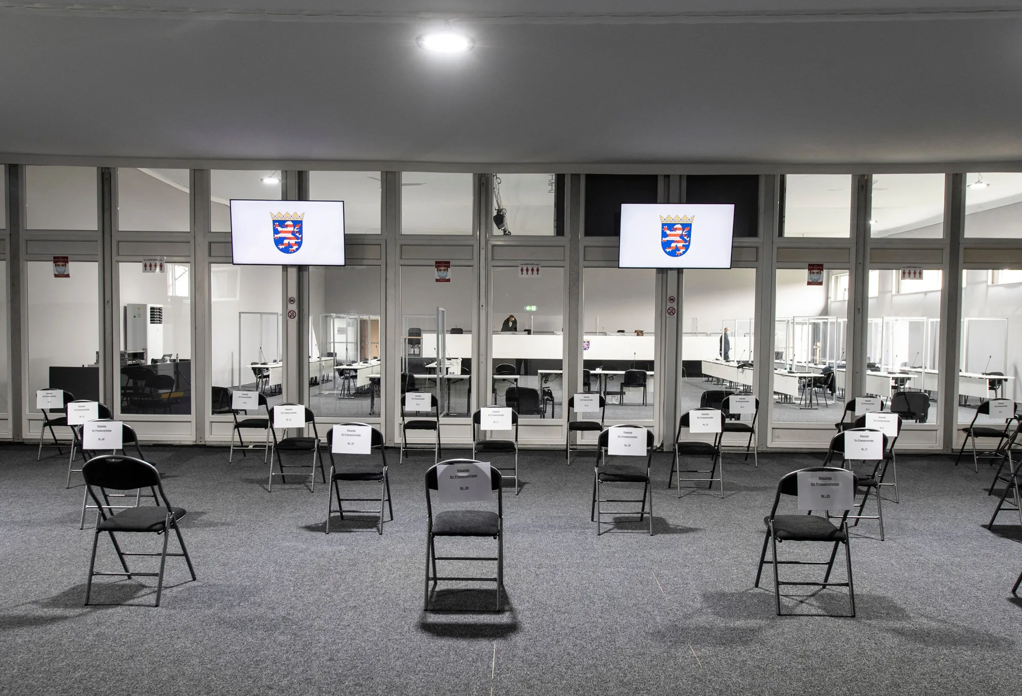 The court room ahead of the trial, in Wiesbaden, Germany on March 25.
