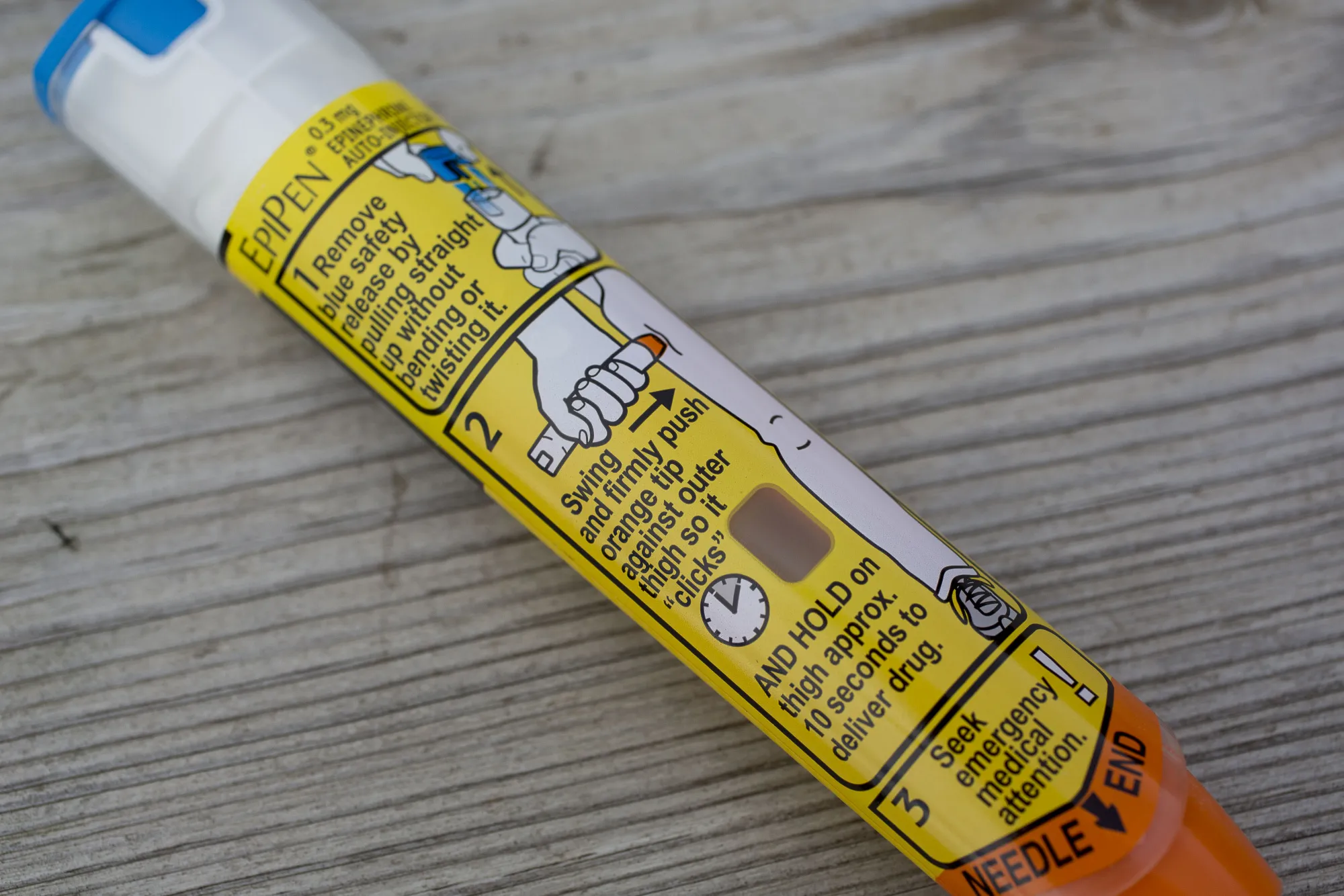 A Mylan NV EpiPen allergy shot sits on display for a photograph in Princeton, Illinois.