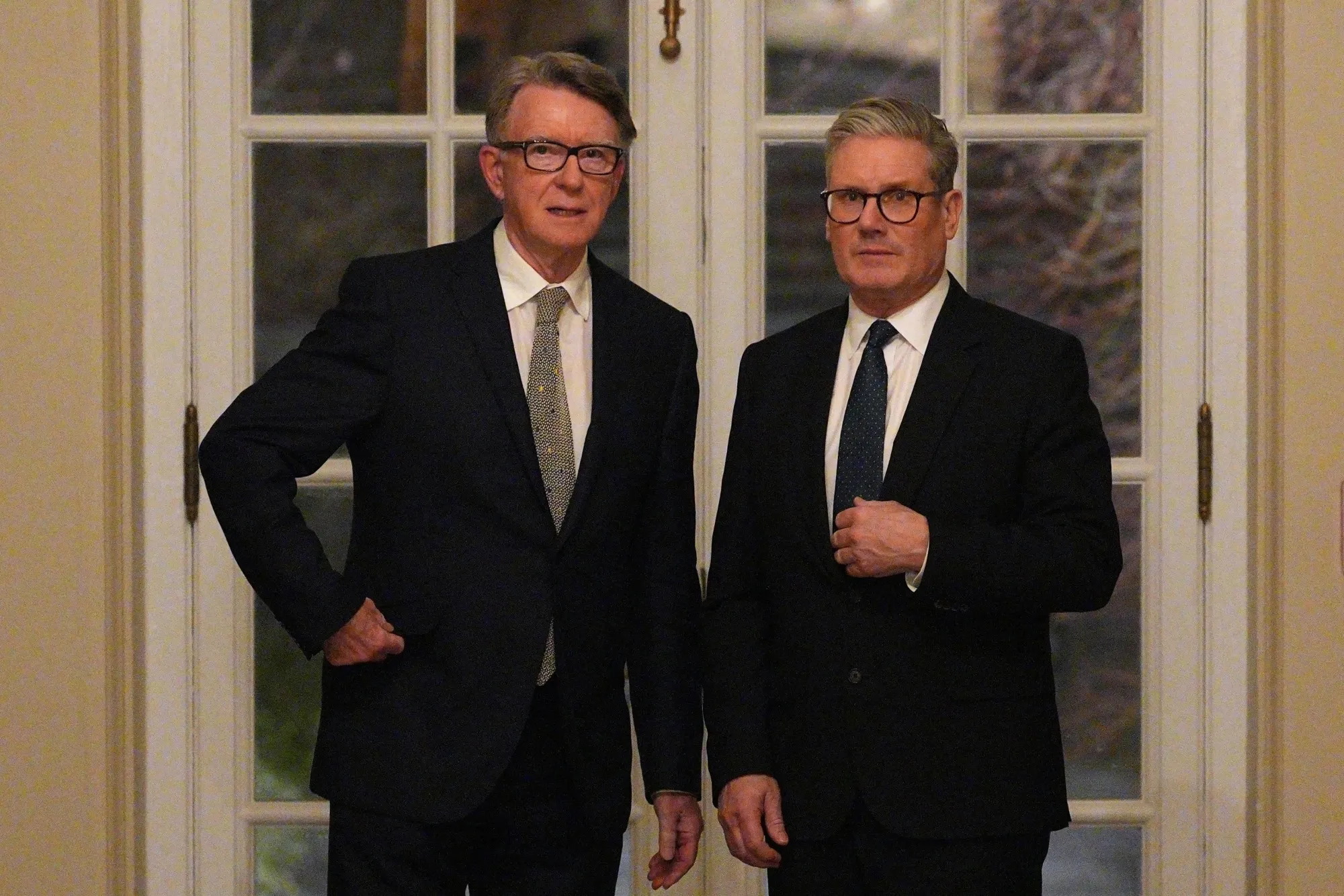 Britain's ambassador to the United States Peter Mandelson, left, and British Prime Minister Keir Starmer during a welcome reception in February in Washington.