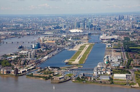 Aerial view of London City Airport