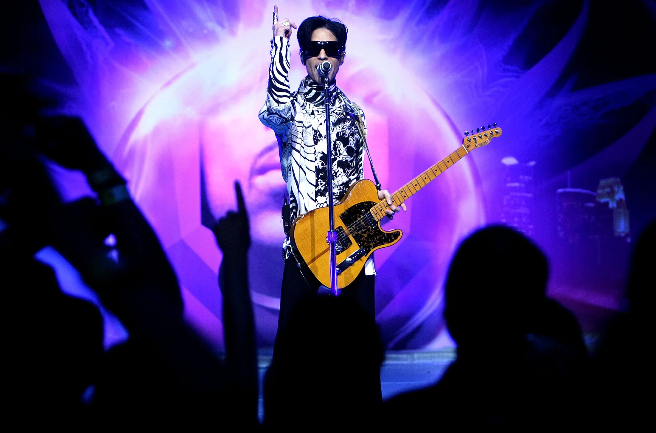 Prince performs in Los Angeles, on March 28, 2009.
