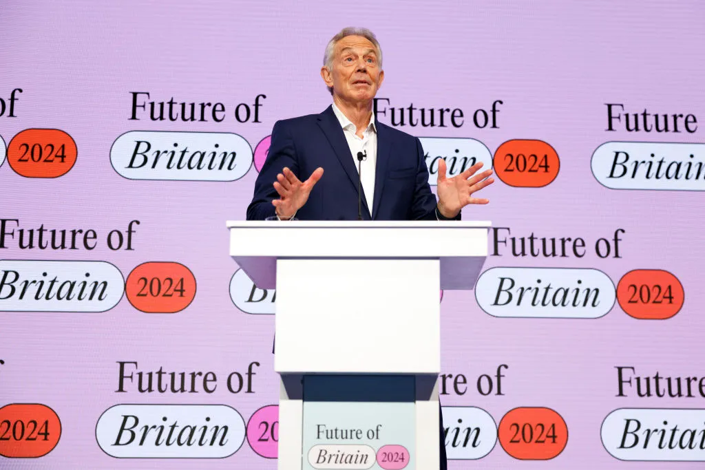 Tony Blair speaks during the 'Future Of Britain' conference in London last week.&nbsp;&nbsp;
