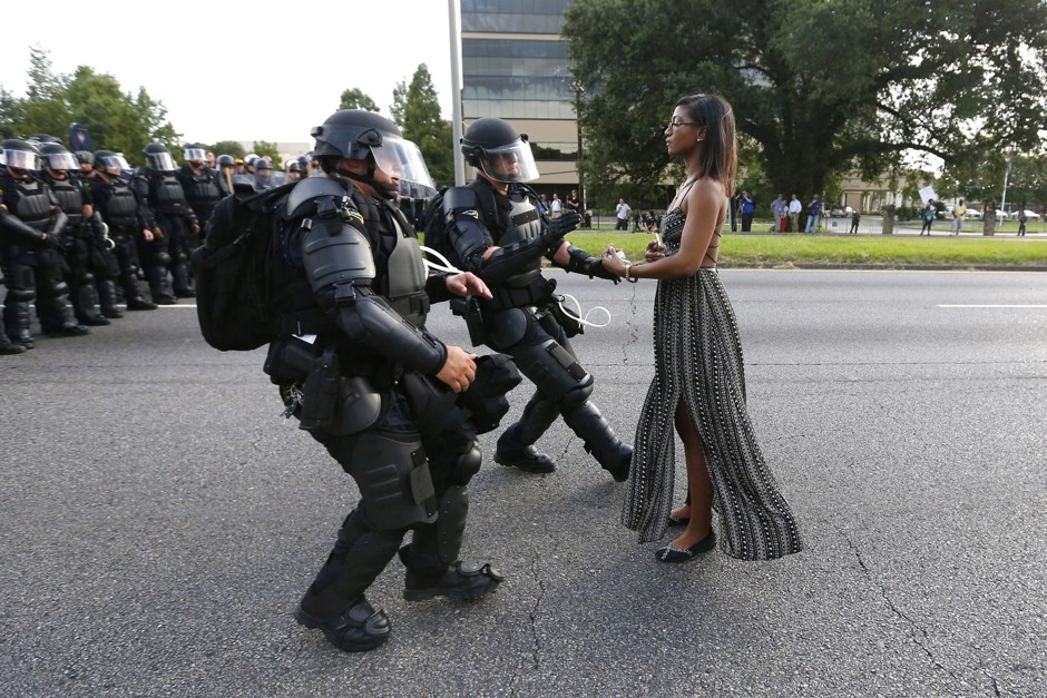 This photo of Ieshia Evans meeting police in full riot gear in Baton Rouge, Louisiana, went viral in 2016.