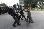 This photo of Ieshia Evans meeting police in full riot gear in Baton Rouge, Louisiana, went viral in 2016.