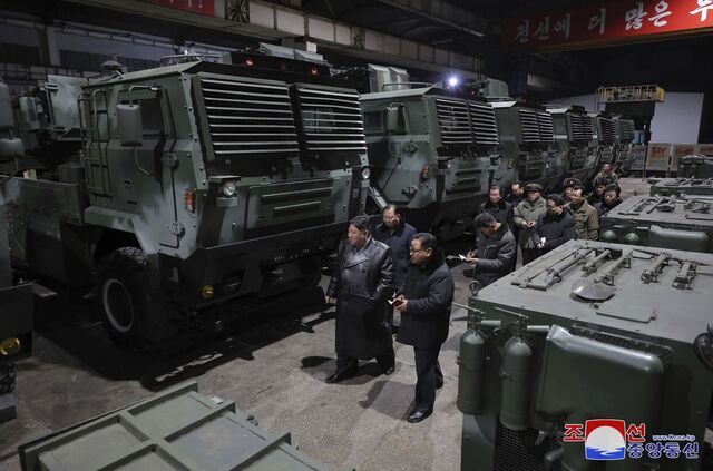 Kim Jong Un tours a North Korean munitions factory in January 2024.