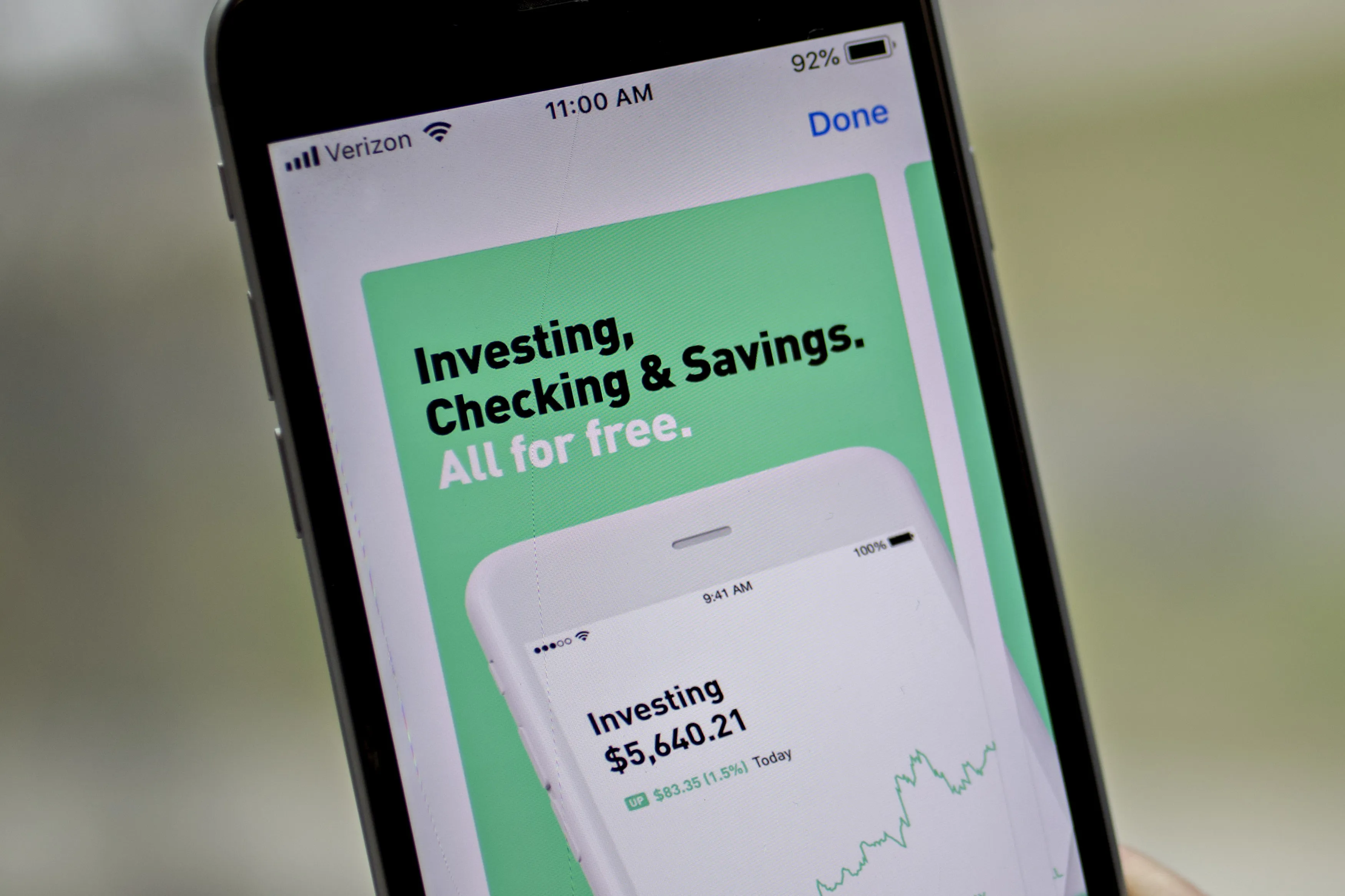 Checking and savings on the Robinhood app.
