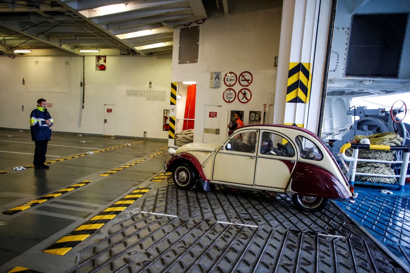 Passengers board a Brittany Ferries ferry. 