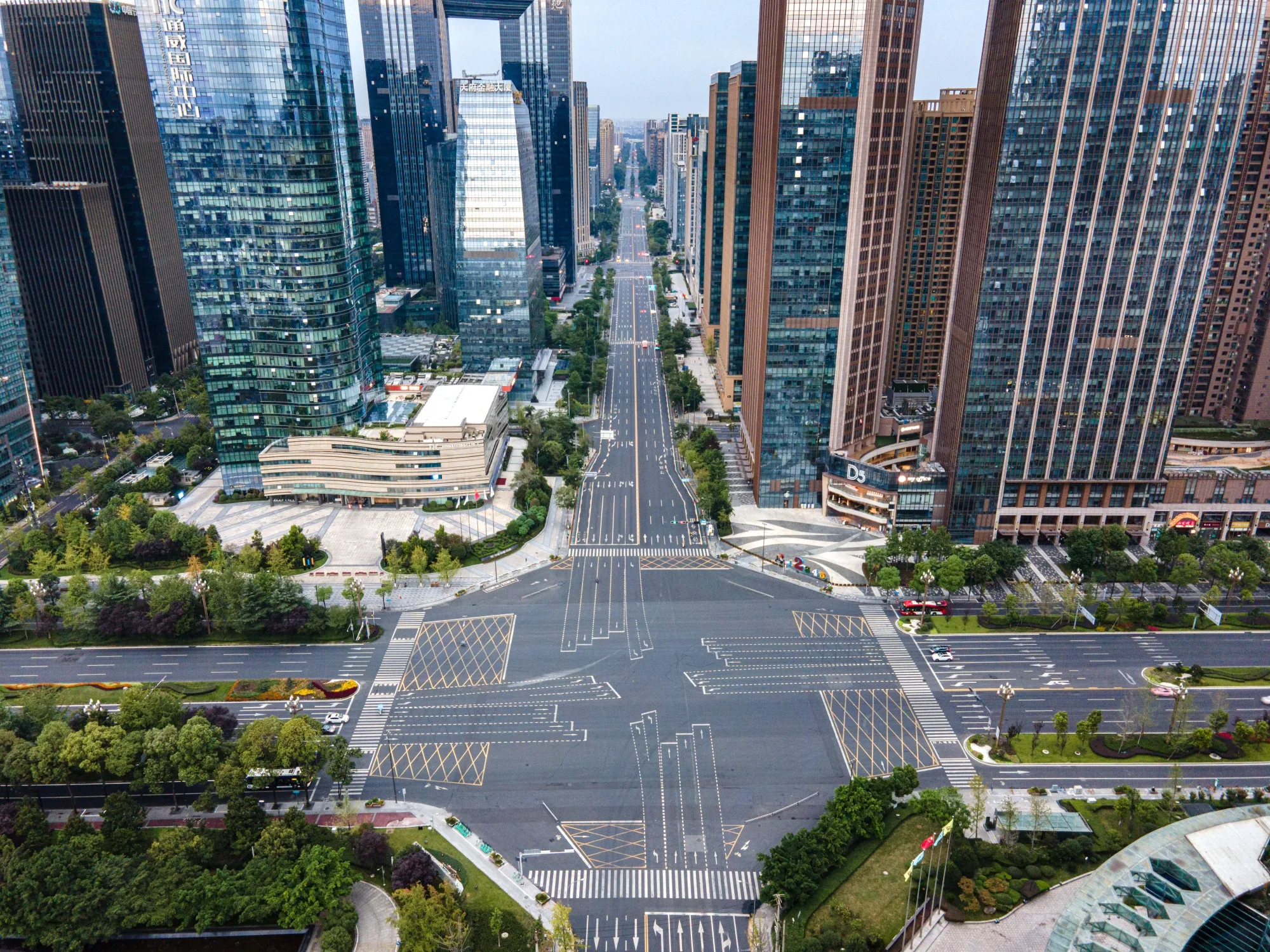 An empty street in Chengdu on Sept. 3.