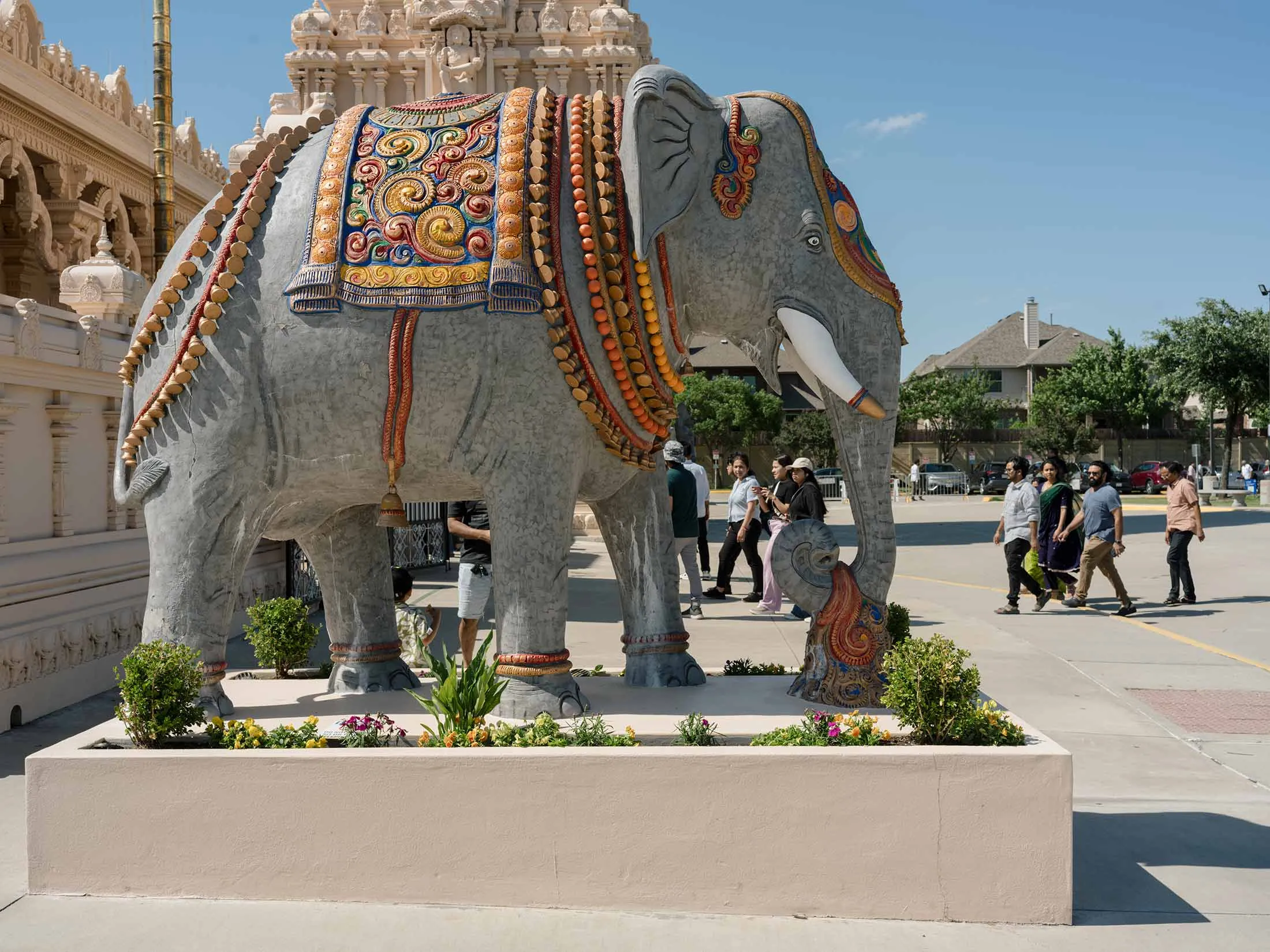 An elephant statue outside of the Karya Siddhi Hanuman Temple in Frisco, Texas.