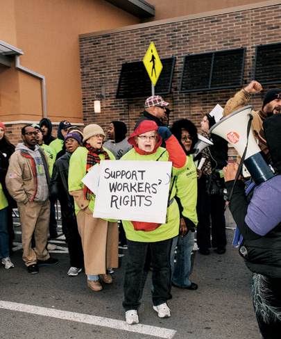 OUR Walmart protesters take part in a Black Friday demonstration in Chicago