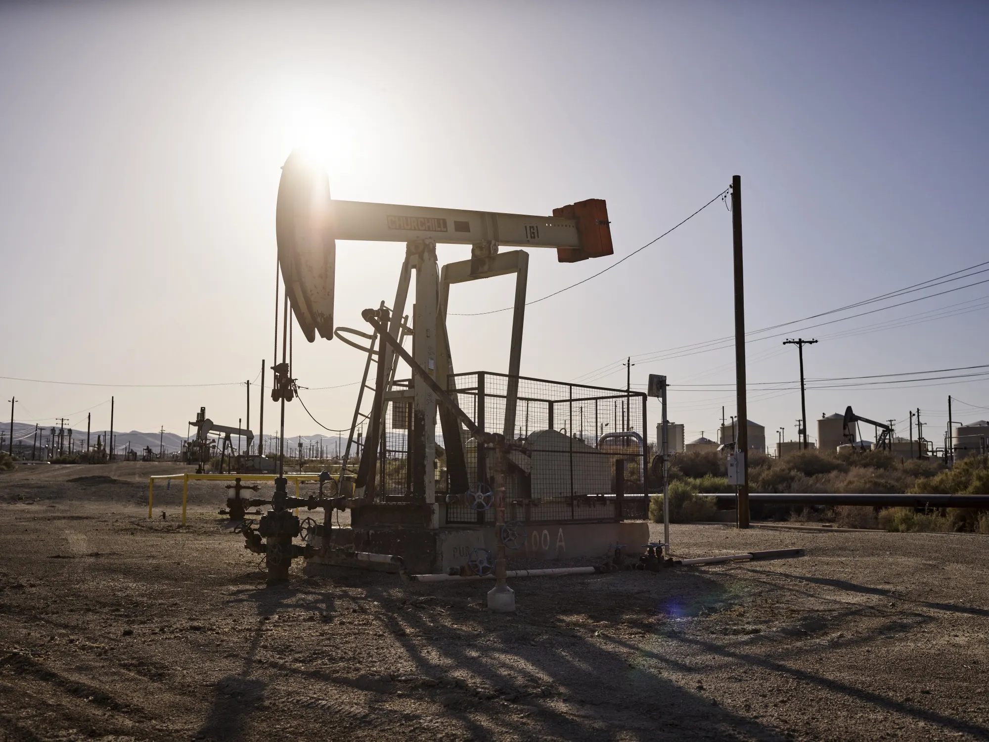 An oil pump jack in California.