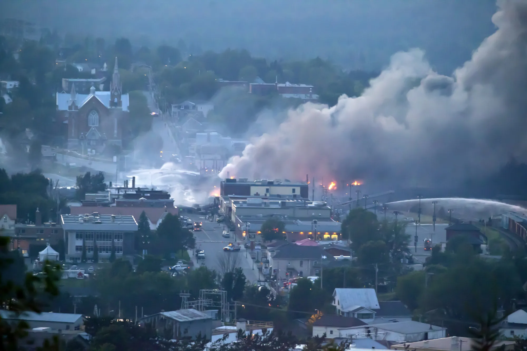 The scene of a freight train accident in Lac-Megantic, Quebec in July 2013.