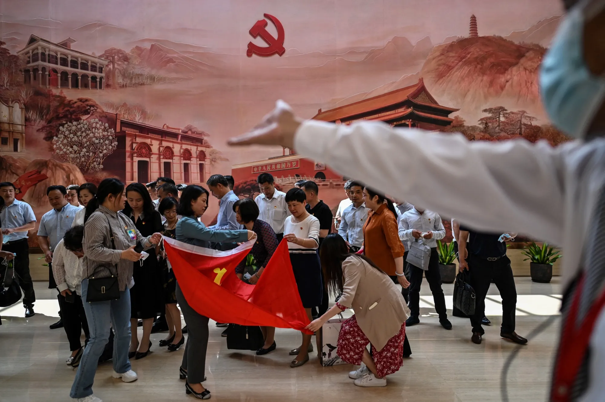 Visitors at the museum of the First National Congress of the Chinese Communist Party during a media tour in Shanghai on June 22.