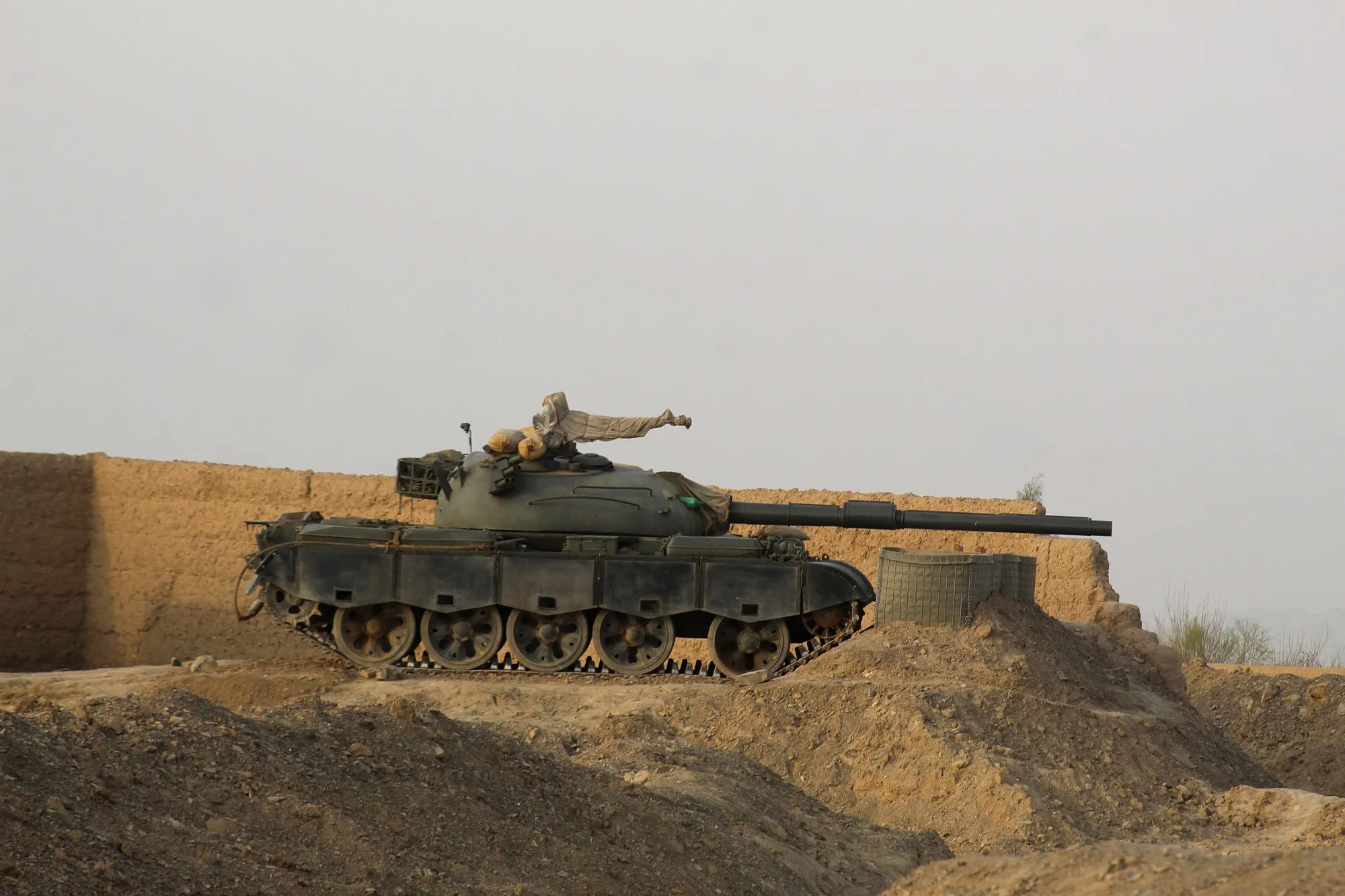 A Pakistani army tank stands at the Pakistan-Afghanistan border in Chaman on Feb. 27.&nbsp;