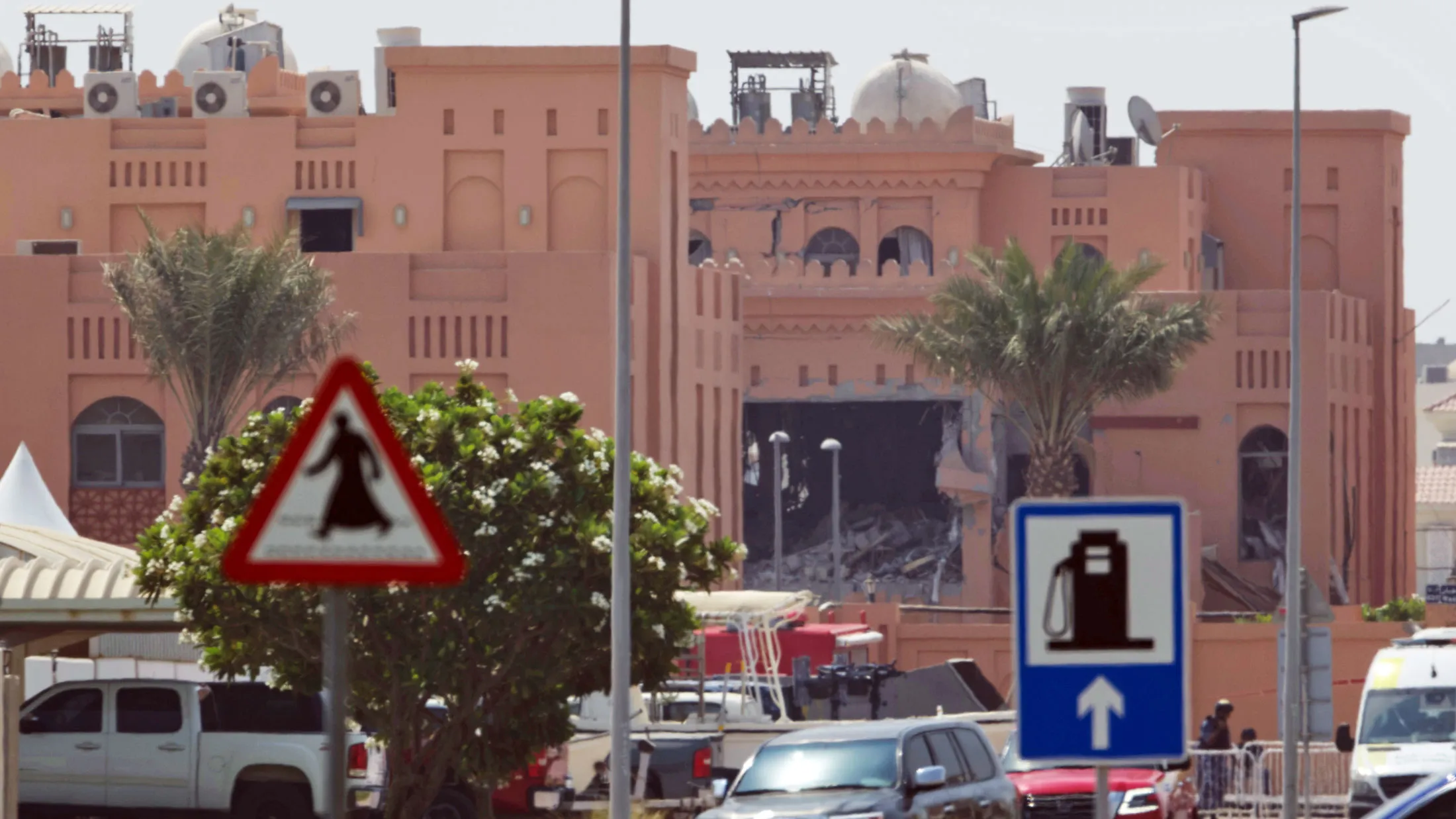 A damaged building following an Israeli strike in Doha, Qatar, on Sept. 10.