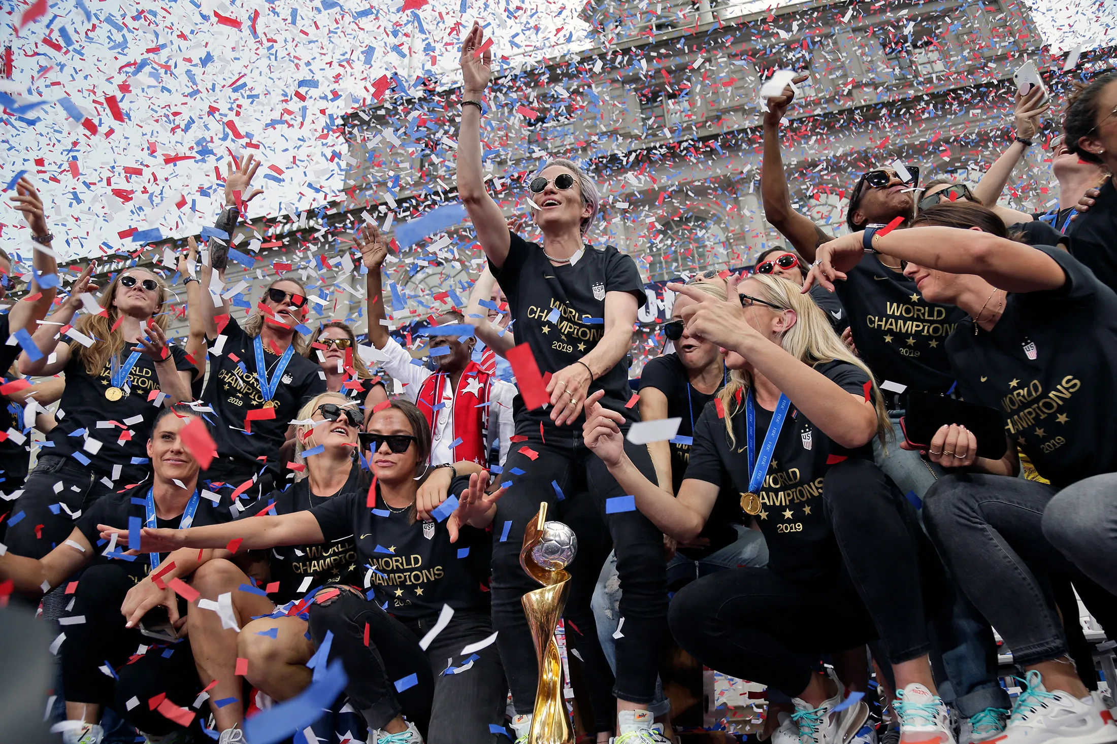 The U.S. women’s soccer team in New York City after winning the World Cup.