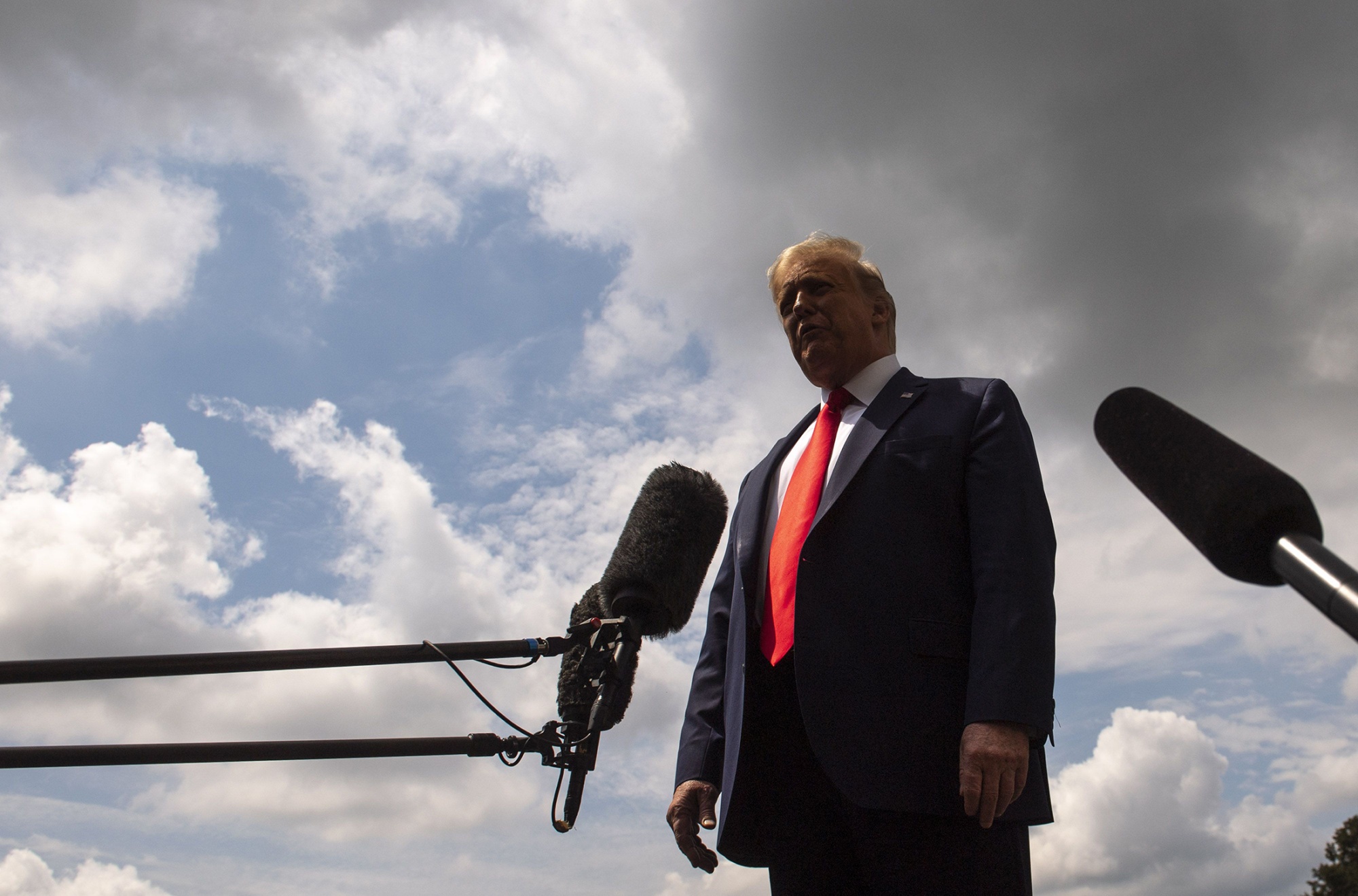 President Donald Trump speaks to members of the media in Washington, D.C., on Aug. 6, 2020.