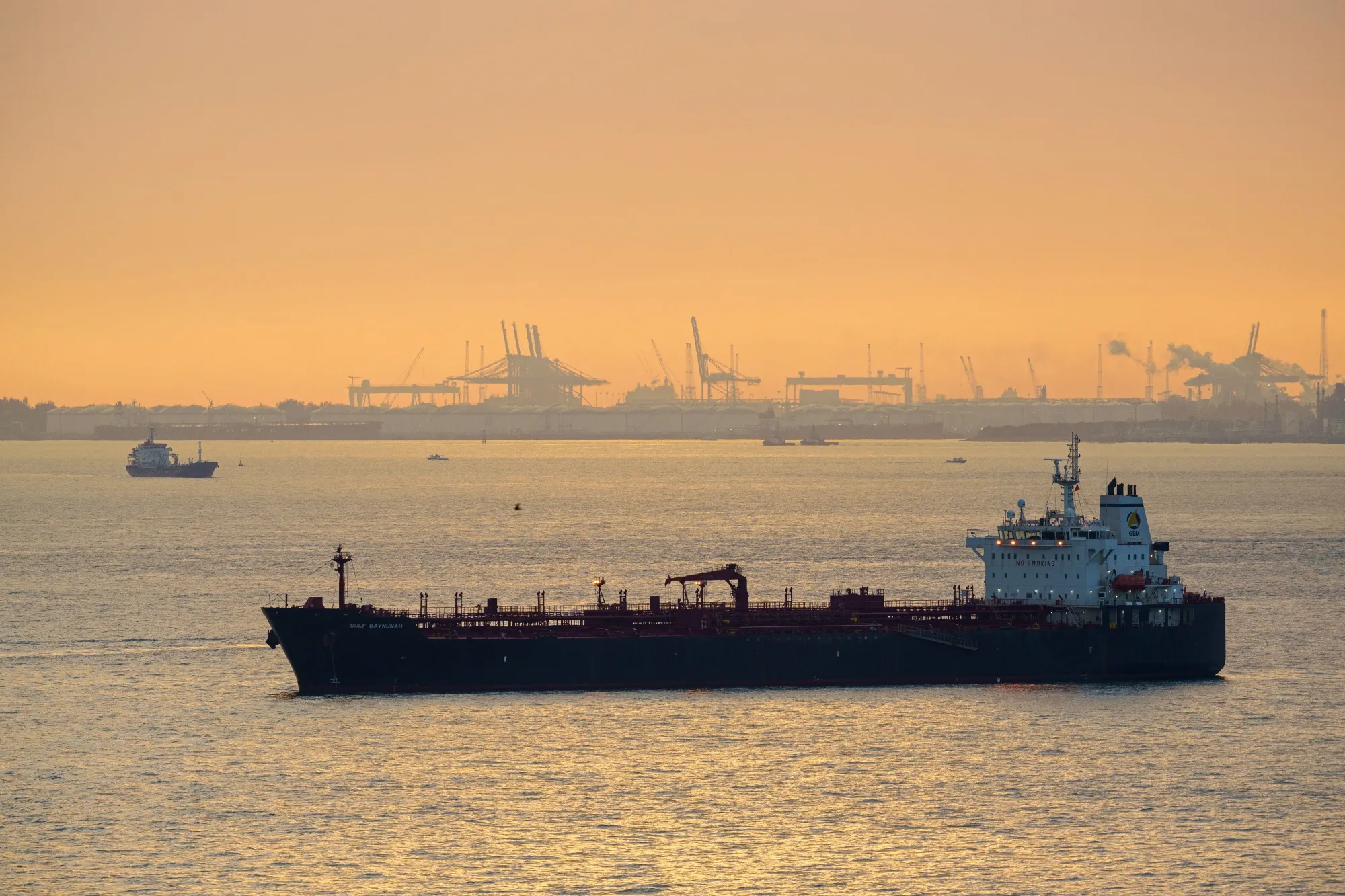 An oil tanker off the shore of Singapore, on Tuesday, March 17, 2026.