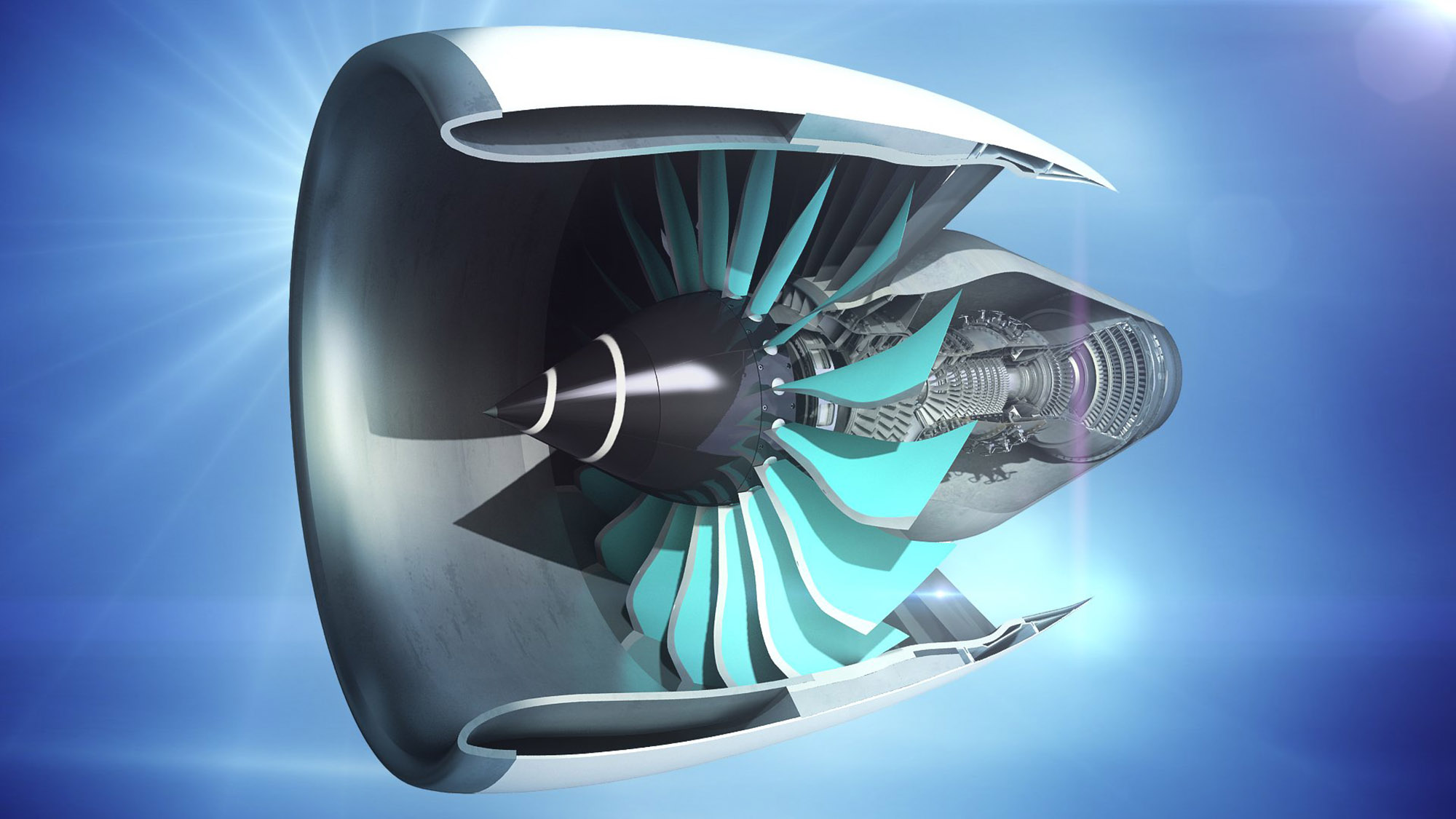 An illustration of the&nbsp;UltraFan engine.