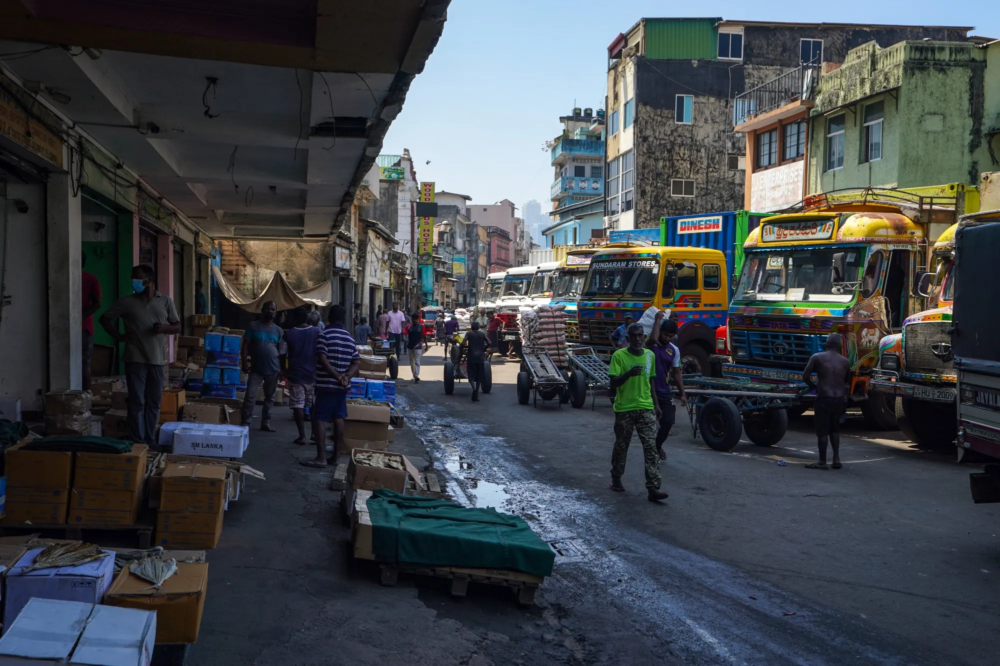 A wholesale market in Colombo, Sri Lanka.