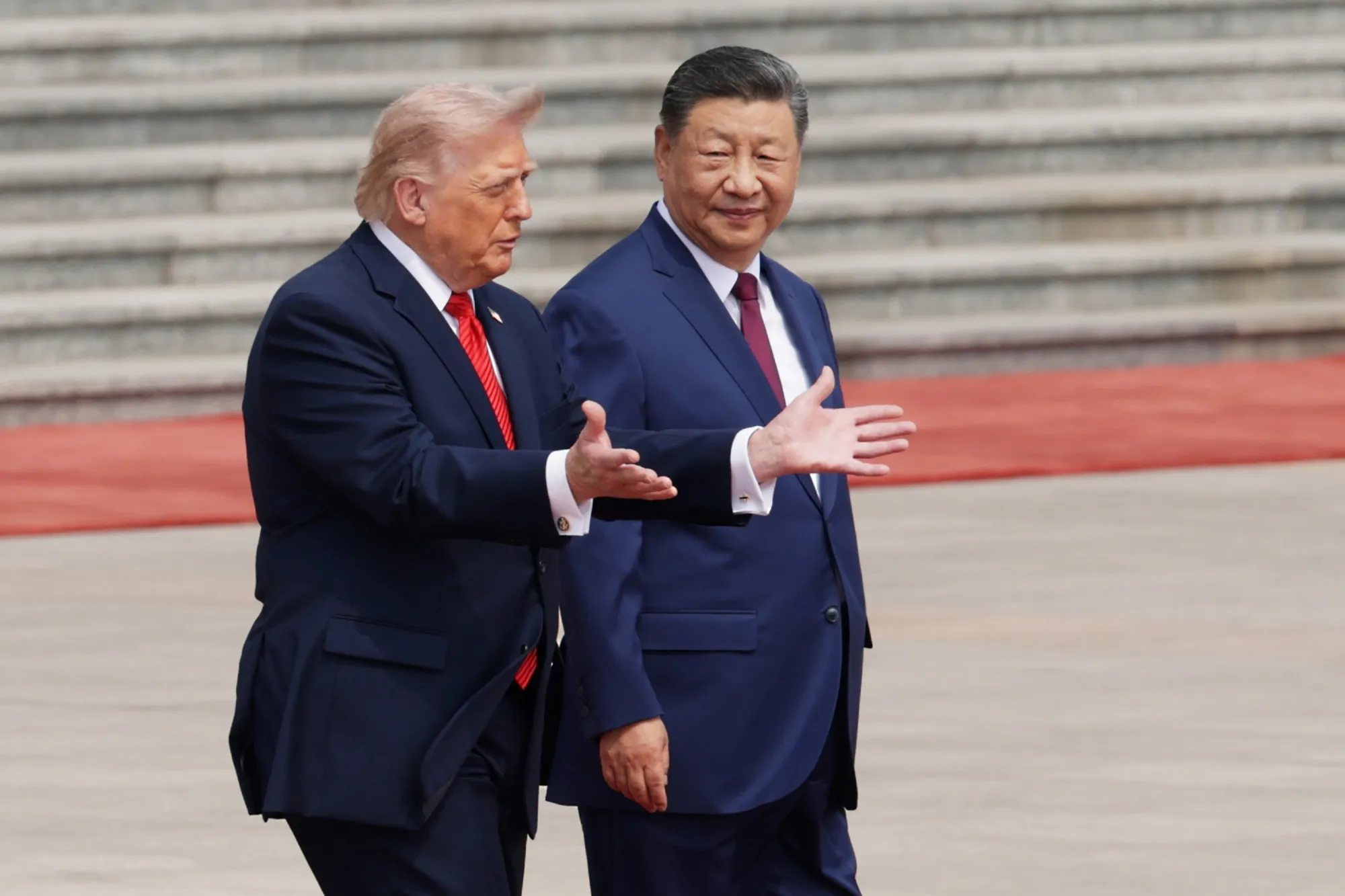US President Donald Trump and Xi Jinping in Beijing, on May 14.