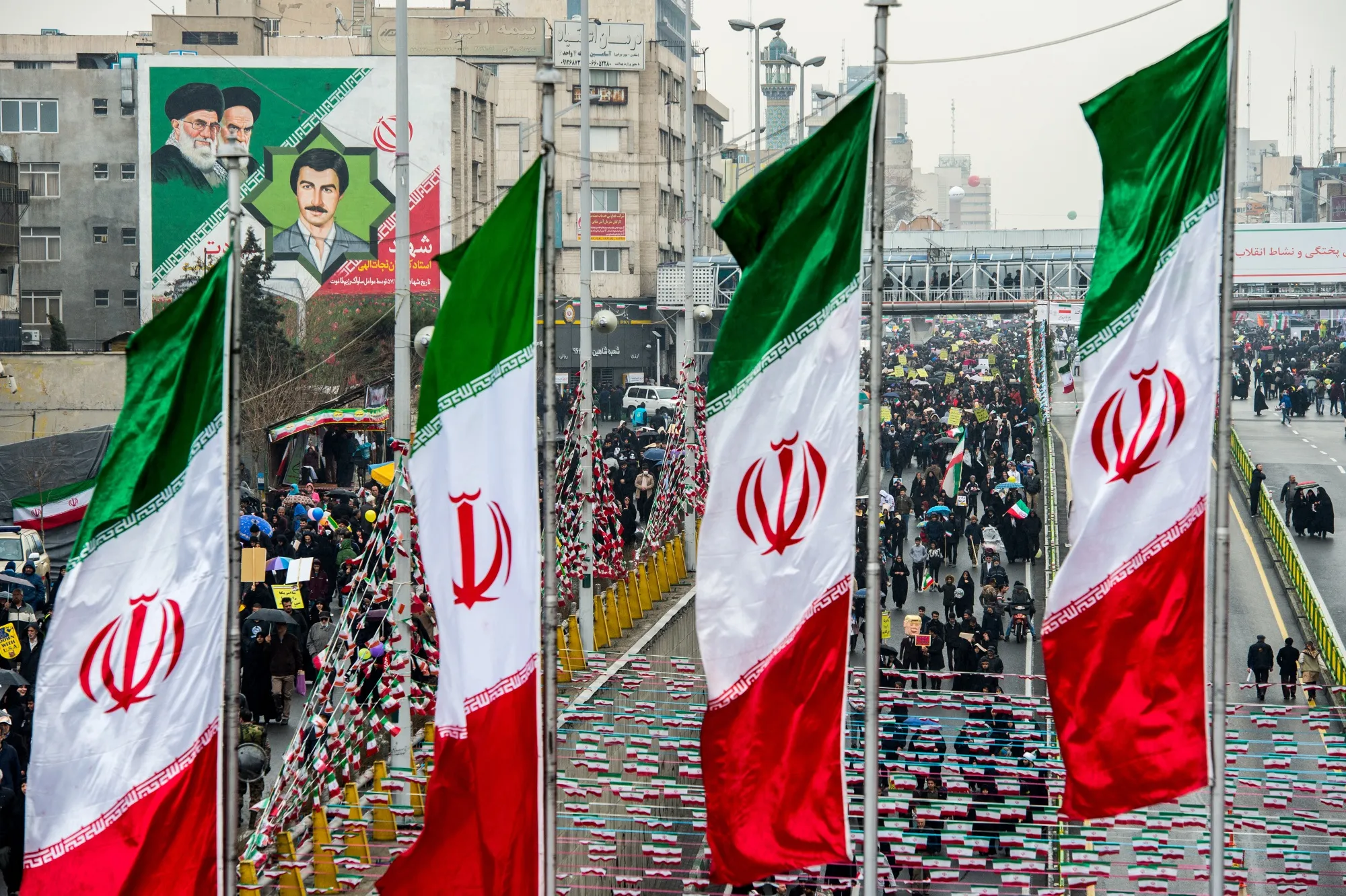 Iranian flags during the 40th anniversary of the Islamic revolution in Tehran.