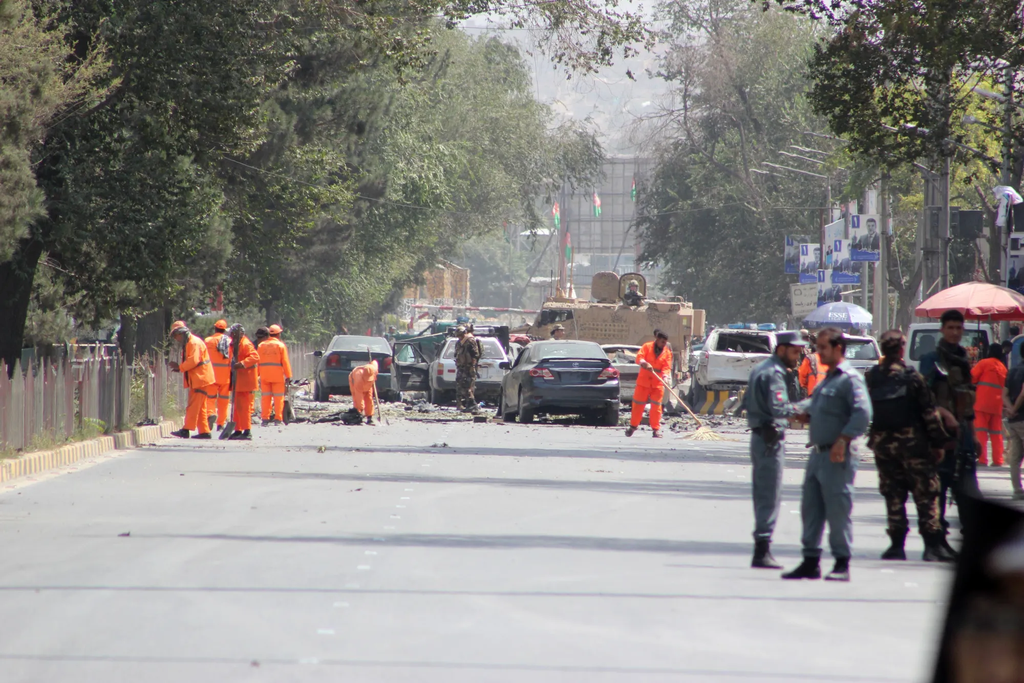 The scene of a car bombing in Kabul's diplomatic enclave, on Sept. 5.