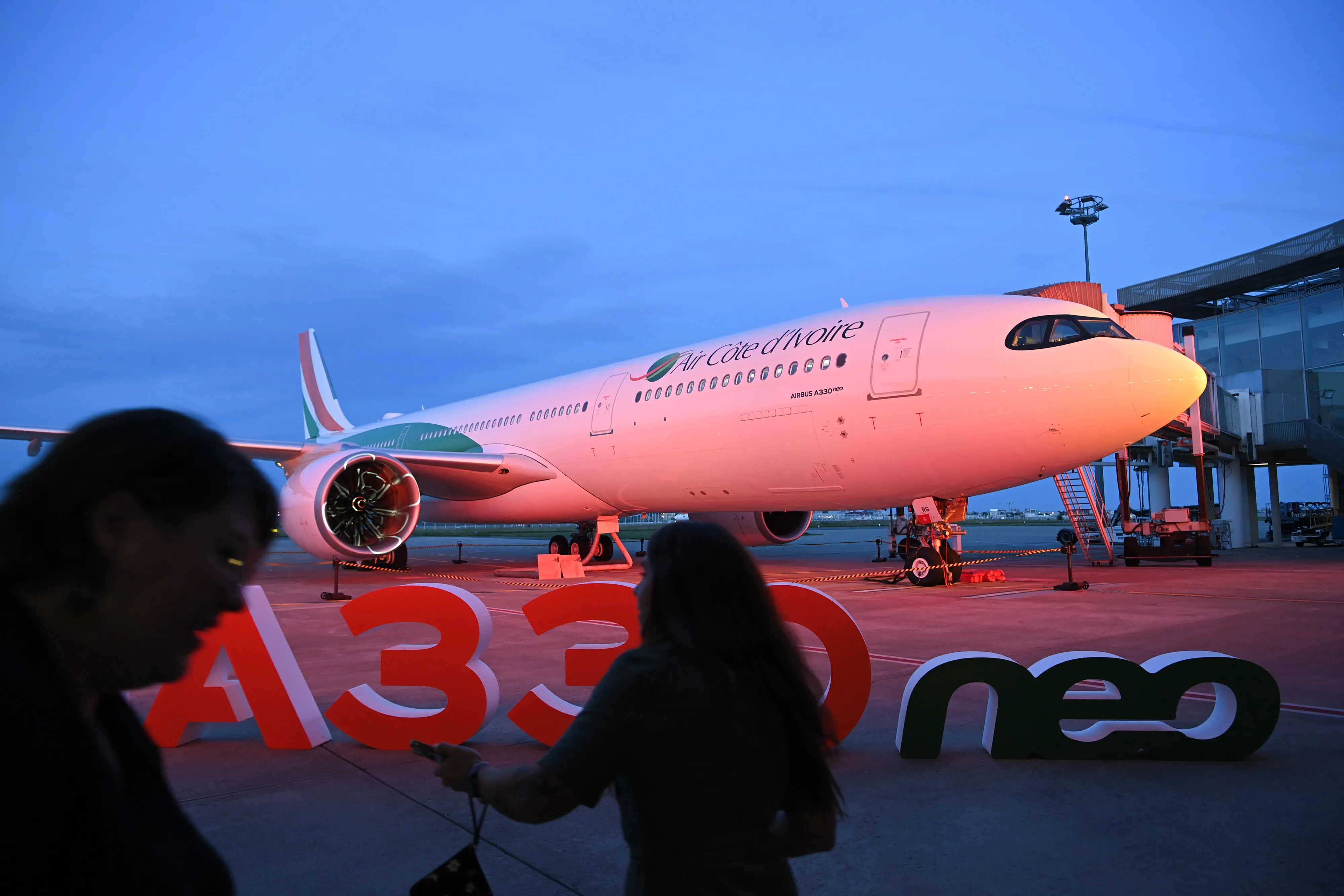 The delivery ceremony of Air Cote d'Ivoire's first Airbus A330-900neo aircraft in Toulouse, France, on Sept. 3.
