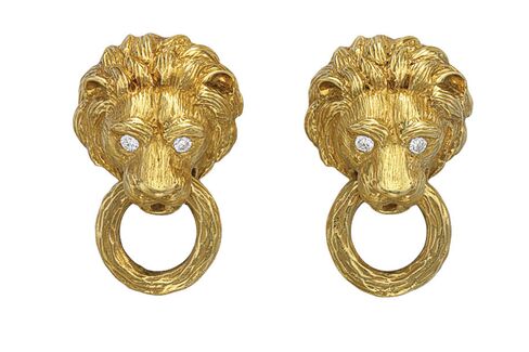 Gold and diamond lion earrings by Van Cleef & Arpels.