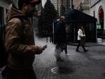 Pedestrians outside the New York Stock Exchange.