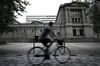 A cyclist rides past the Bank of Japan (BOJ) headquarters in Tokyo, Japan, on Monday, Sept. 14, 2020. 