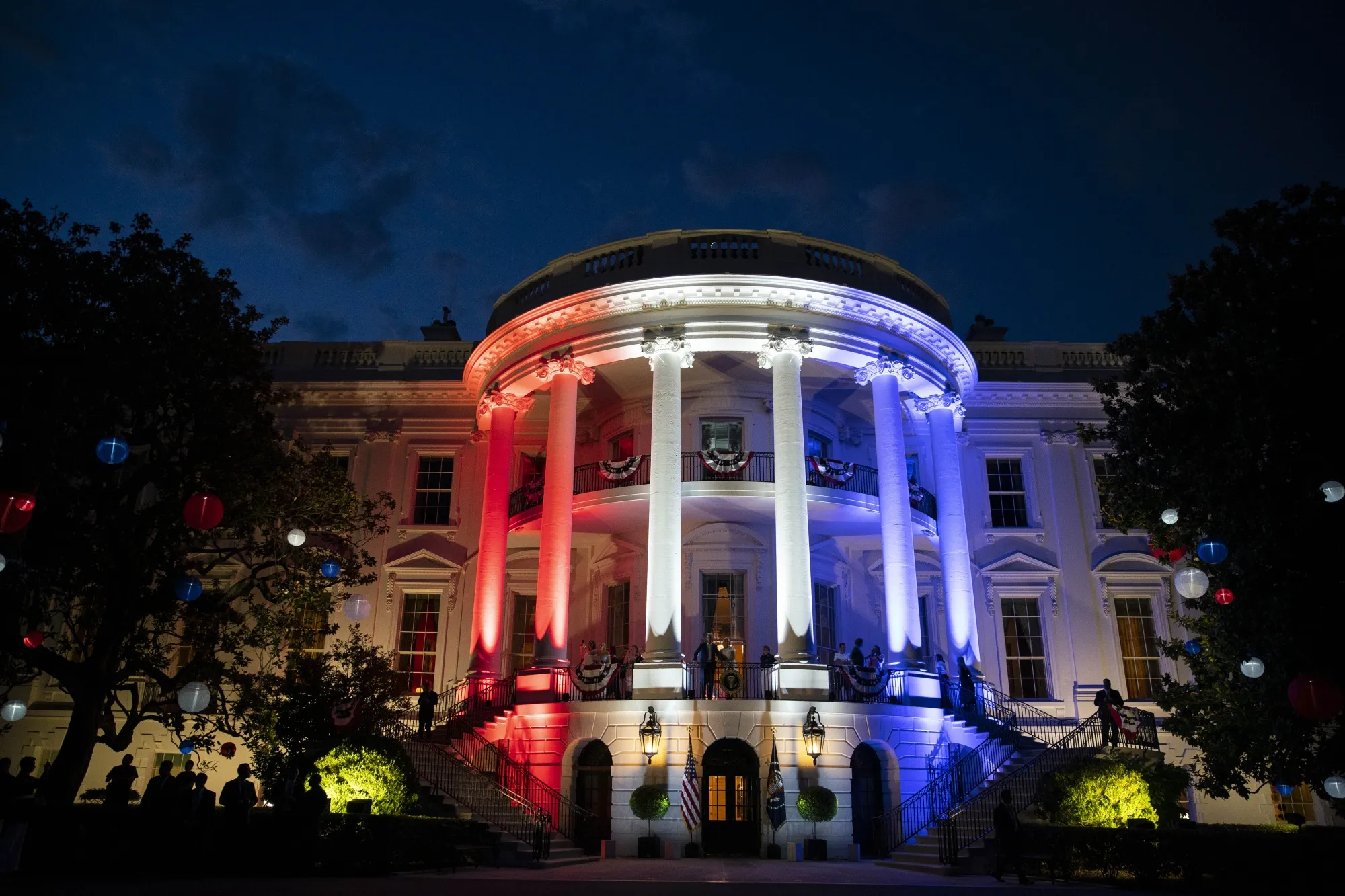 The second-floor balcony of the Executive Residence of the White House on July 4, 2021. &nbsp;