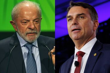 Luiz Inacio Lula da Silva and Flavio Bolsonaro dyptich