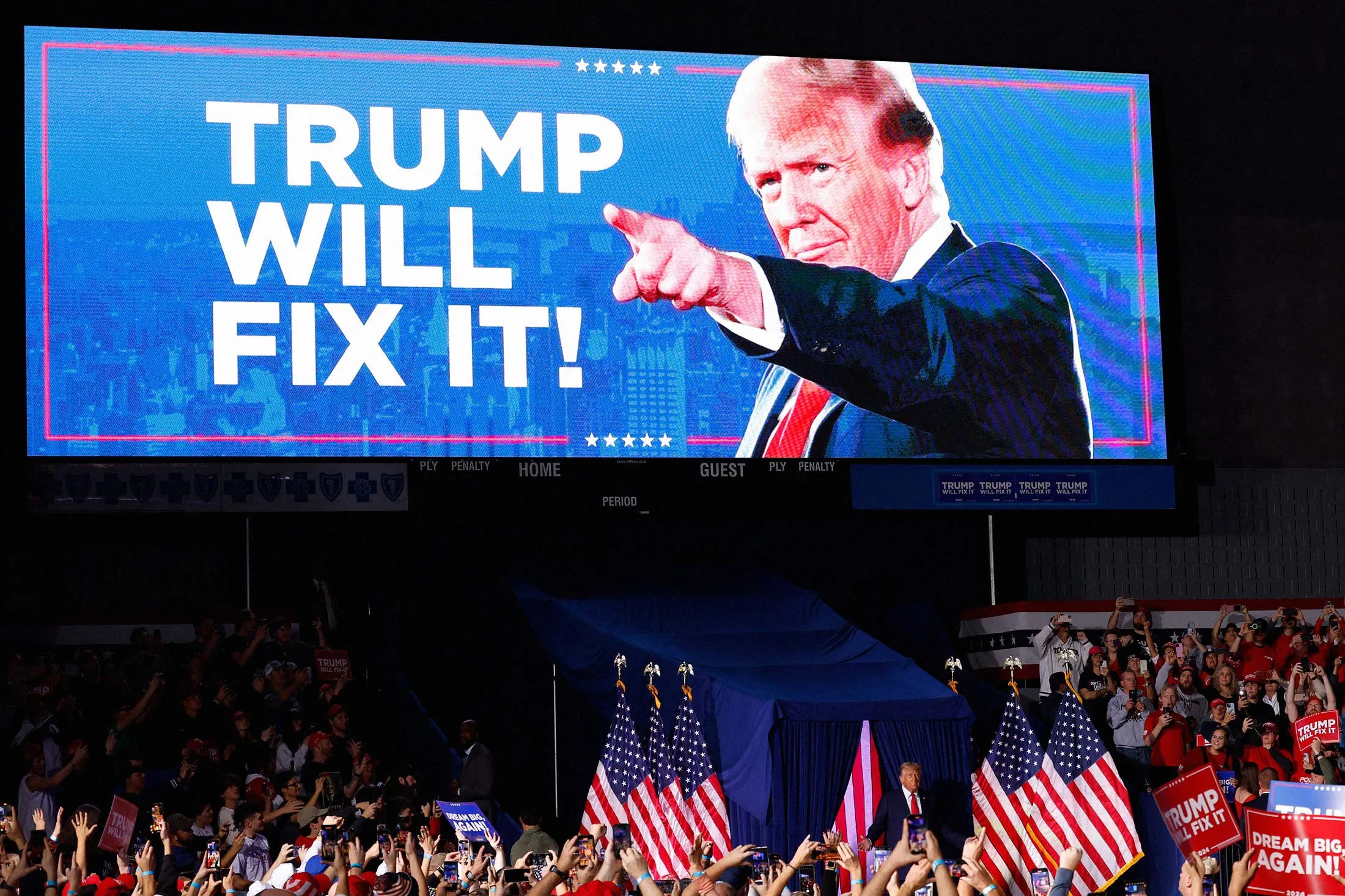 Donald Trump at his final 2024 campaign rally in Grand Rapids, Michigan, on Nov. 5.