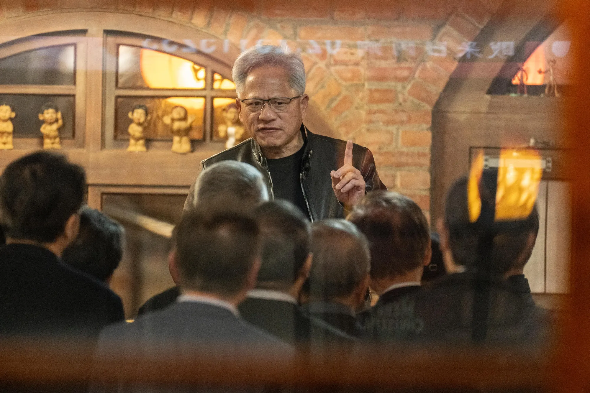 Jensen Huang, chief executive officer of Nvidia Corp., speaks last month at a dinner event with the company’s Taiwanese suppliers in Taipei, Taiwan.