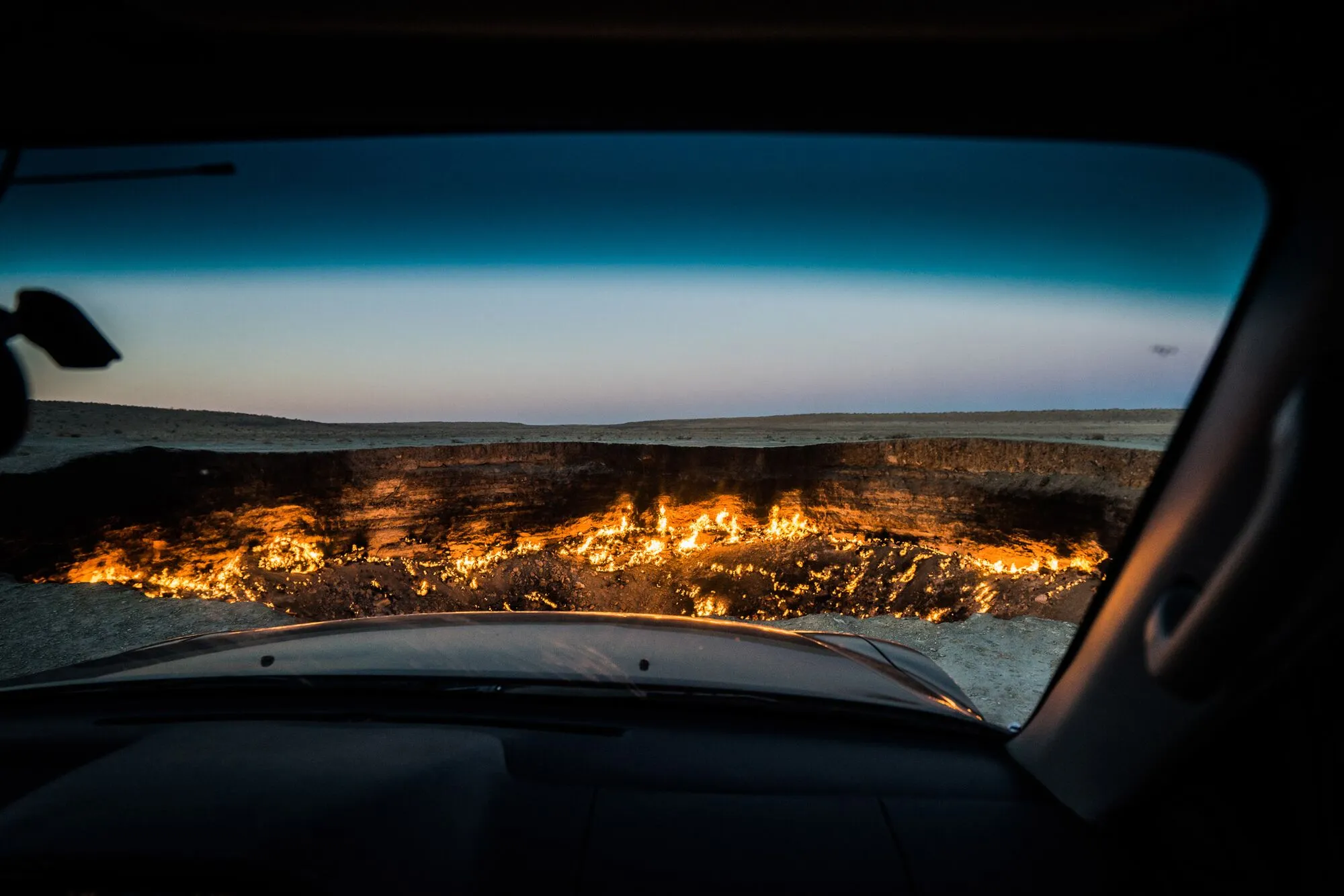 Flared Gas From Turkmenistan's Gates of Hell Crater Is Falling