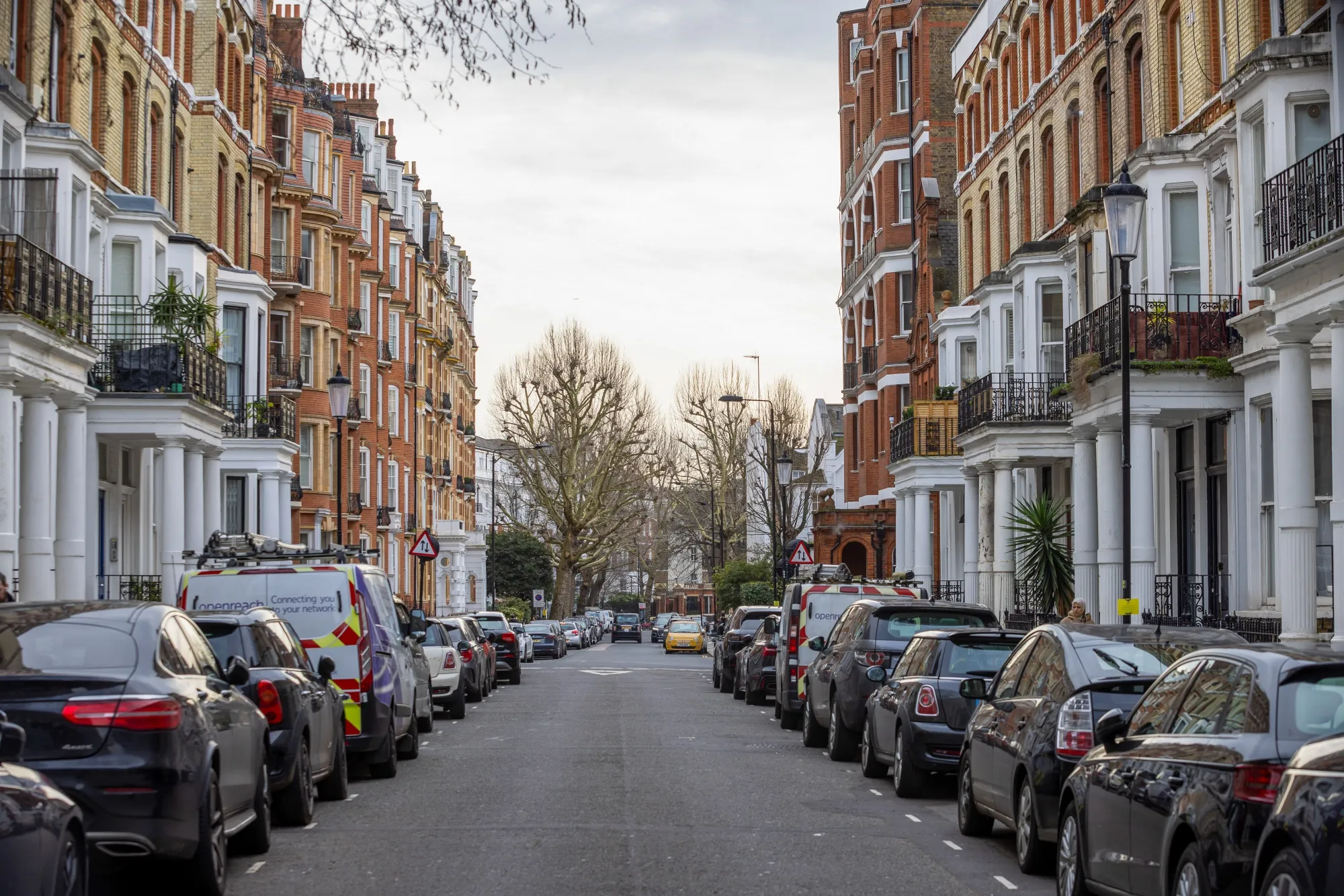 Residential buildings in the Royal Borough of Kensington and Chelsea in London.