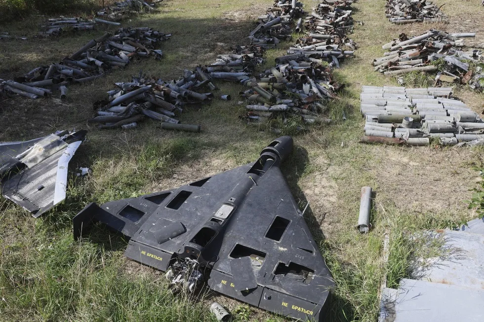 Fragments of Shahed drones&nbsp;at the sites of Russian strikes in Kharkiv, Ukraine.