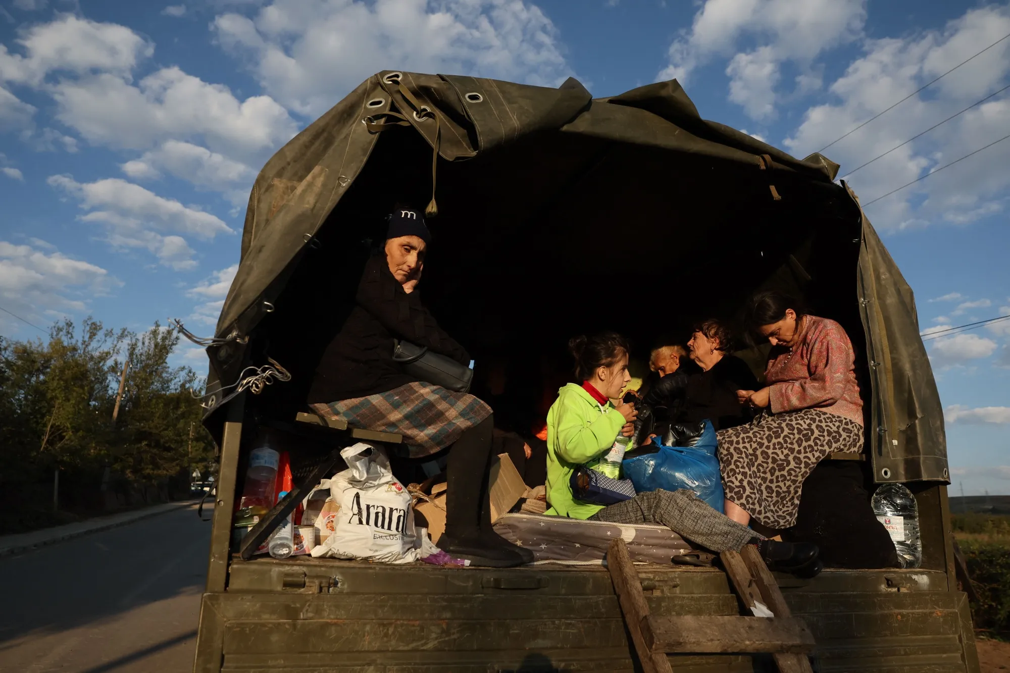 Refugees fleeing Nagorno-Karabakh near Kornidzor, Armenia, on Sept. 28.
