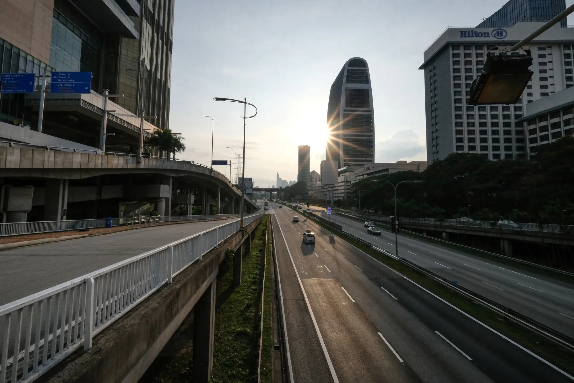 Traffic moves along a near-empty highway during a nationwide Movement Control Order in Petaling Jaya, Malaysia on May 12.