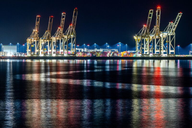 Gantry cranes at the GCT Deltaport container terminal at Roberts Bank Port in Delta, Canada, Jan. 26, 2025. 